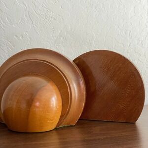 Vintage Duncan Myrtlewood Bookends Mid Century Hand Turned Poem in Wood MCM USA